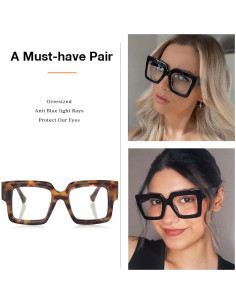 Gafas de luz azul Onrtry cuadradas grandes para adultos 2