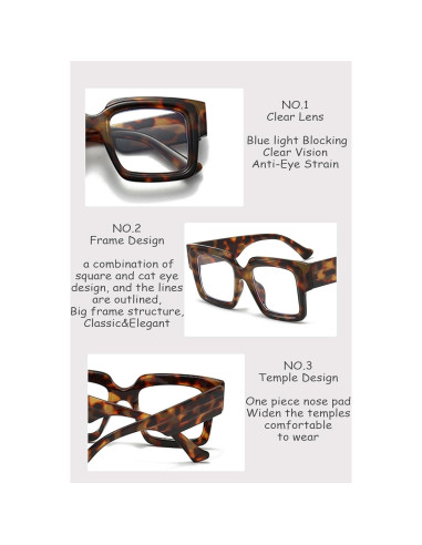 Gafas de luz azul Onrtry cuadradas grandes para adultos