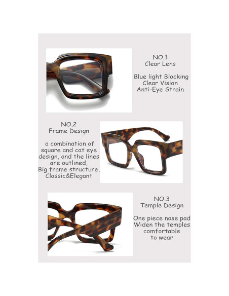 Gafas de luz azul Onrtry cuadradas grandes para adultos