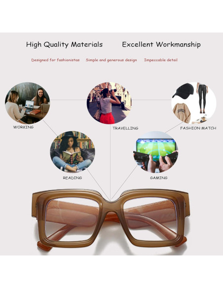 Gafas de luz azul Onrtry cuadradas grandes para adultos