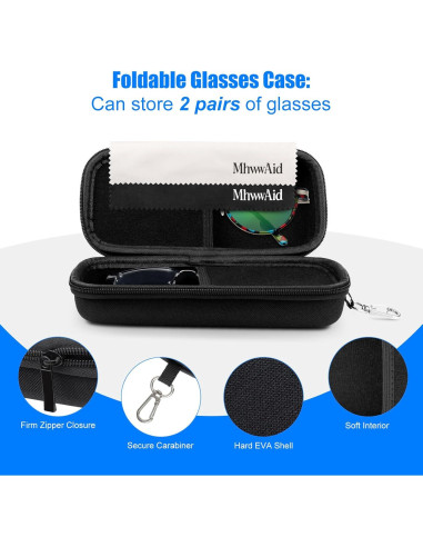 Estuche Doble para Gafas MhwwAid, Carcasa Dura, 19.5x8.9x6.1 cm