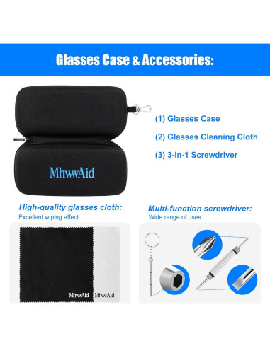 Estuche Doble para Gafas MhwwAid, Carcasa Dura, 19.5x8.9x6.1 cm