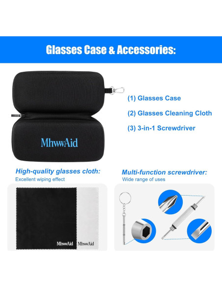 Estuche Doble para Gafas MhwwAid, Carcasa Dura, 19.5x8.9x6.1 cm