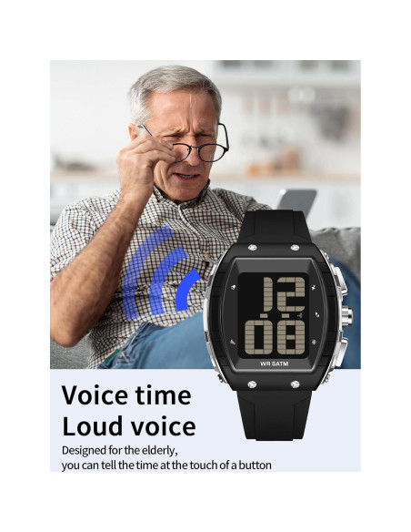 Reloj Digital que Habla Findtime para Hombres - Impermeable y LED