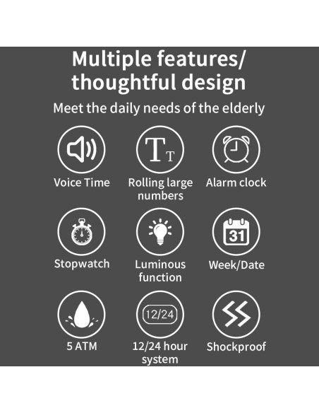 Reloj Digital que Habla Findtime para Hombres - Impermeable y LED