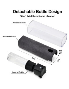 Limpiador de Pantallas 3 en 1 Hoxiver - Spray y Paño Negro 2