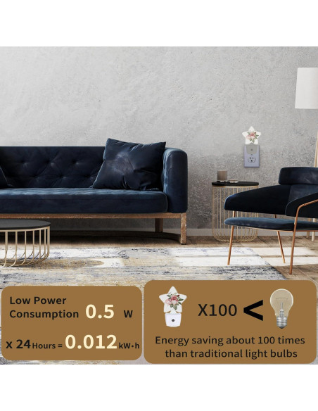 Luz Nocturna Enchufable Rosa Floral Losthll con Sensor 0.5W