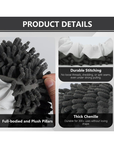 Calcetines de Limpieza Mop Reutilizables 4pcs L/XL Gris Oscuro