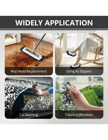 Calcetines de Limpieza Mop Reutilizables 4pcs L/XL Gris Oscuro