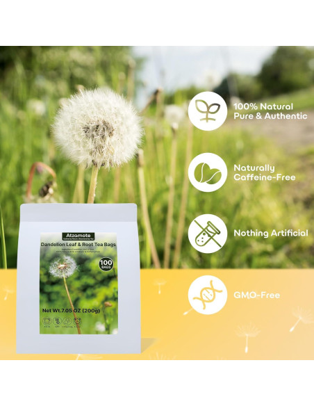 Té Herbal Detox Atzamote 100 Bolsitas Diente de León Sin Cafeína