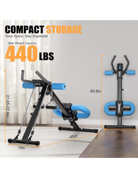 Entrenador Abdominal Ajustable PAPIBLU - Equipo Plegable para Ejercicio