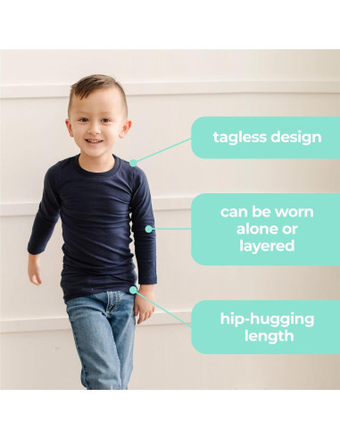 Camiseta de Compresión Suave para Niños - Azul Marino - Talla Mediana