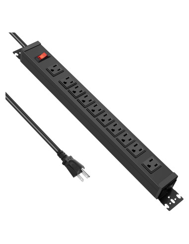 Regleta de Potencia JUNNUJ 10 Salidas 15A 2700J Montable 1.83m