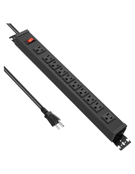 Regleta de Potencia JUNNUJ 10 Salidas 15A 2700J Montable 1.83m