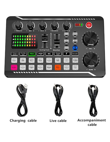 Tarjeta de Sonido en Vivo Bluetooth con 16 Efectos y Reducción de Ruido