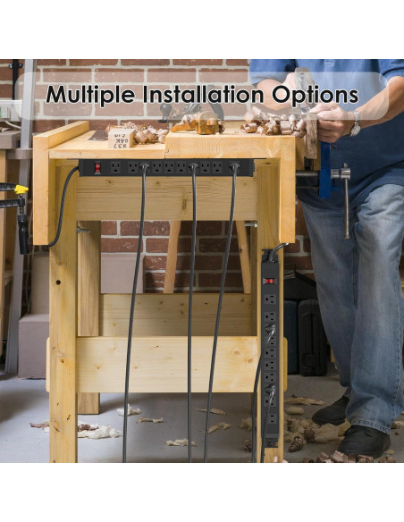 Regleta de Potencia JUNNUJ 10 Salidas 15A 2700J Montable 1.83m