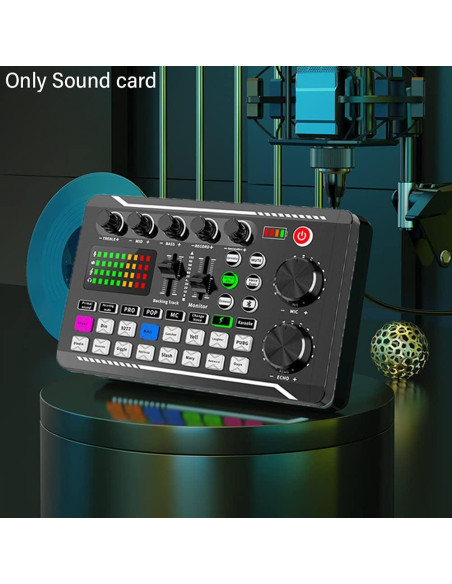 Tarjeta de Sonido en Vivo Bluetooth con 16 Efectos y Reducción de Ruido