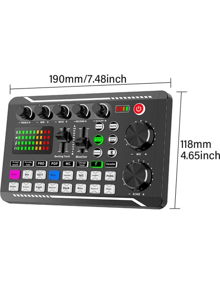 Tarjeta de Sonido en Vivo Bluetooth con 16 Efectos y Reducción de Ruido