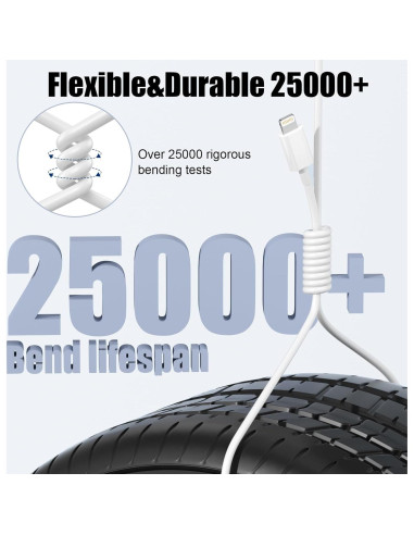 Cable de Carga Rápida Apple MFi ANSEIP 2 Unidades 0.91m