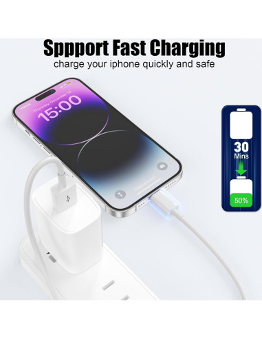Cable de Carga Rápida Apple MFi ANSEIP 2 Unidades 0.91m
