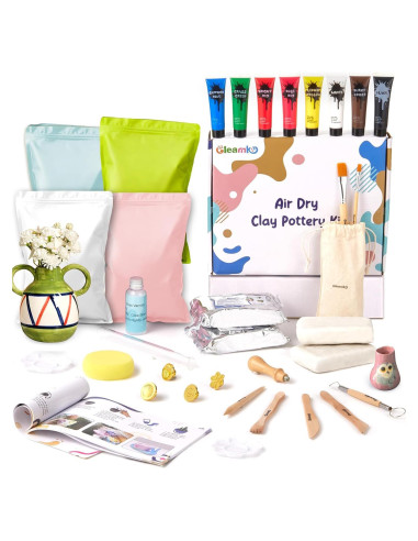 Kit de Arcilla Secada al Aire Gleamkid - 4 Paquetes, Pintura y Herramientas