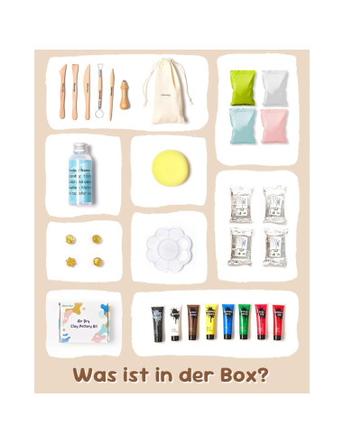 Kit de Arcilla Secada al Aire Gleamkid - 4 Paquetes, Pintura y Herramientas