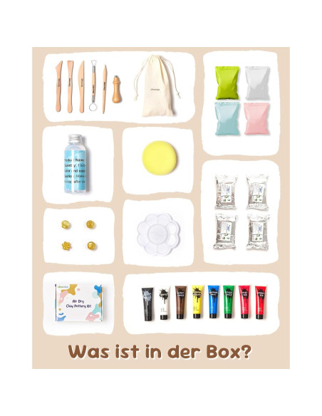 Kit de Arcilla Secada al Aire Gleamkid - 4 Paquetes, Pintura y Herramientas