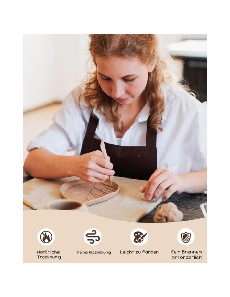 Kit de Arcilla Secada al Aire Gleamkid - 4 Paquetes, Pintura y Herramientas