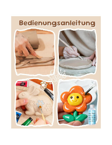 Kit de Arcilla Secada al Aire Gleamkid - 4 Paquetes, Pintura y Herramientas