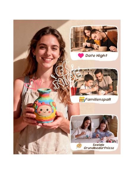 Kit de Arcilla Secada al Aire Gleamkid - 4 Paquetes, Pintura y Herramientas