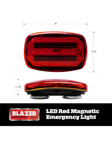 Luz de Emergencia LED Magnética Blazer Internacional 195C6350 - Roja