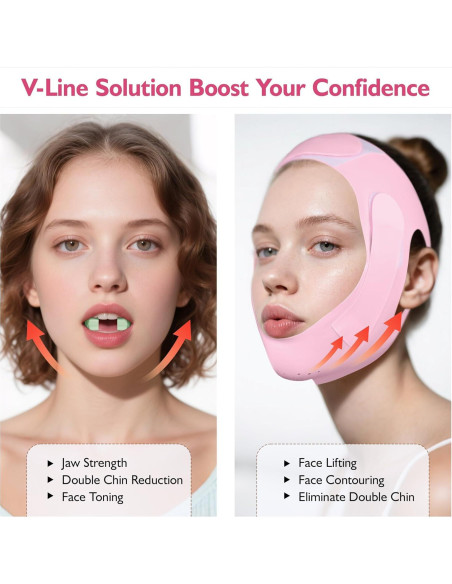 Conjunto Reductor Doble Papada Azrra - Máscara Elevadora V y Ejercitador Mandíbula