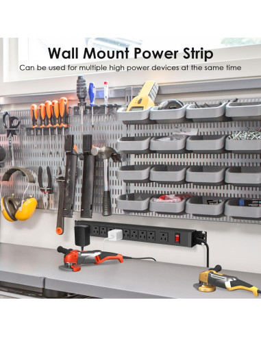 Regleta de Potencia JUNNUJ 10 Salidas 15A 2700J Montable 1.83m