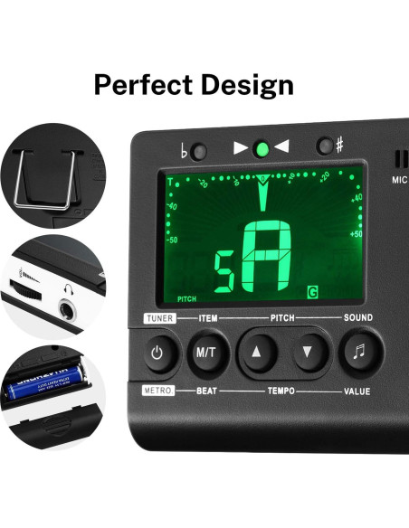 Afinador Metrónomo Digital Donner DMT-01 para Guitarra y Más