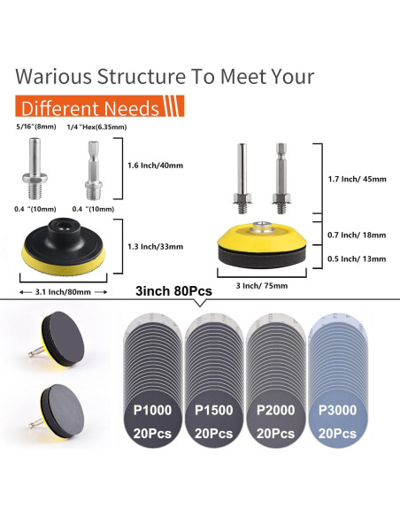 Kit de Pulido y Lijado 98 Piezas Zhi Ye 3 Pulgadas