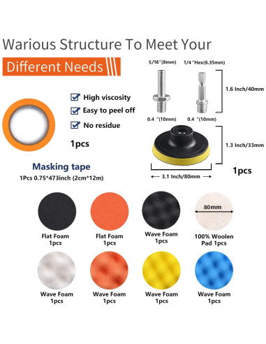 Kit de Pulido y Lijado 98 Piezas Zhi Ye 3 Pulgadas