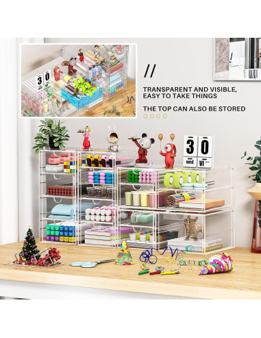 Organizador de Maquillaje Caktraie 16 Cajones Acrílico Transparente