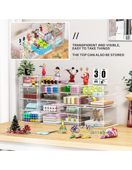 Organizador de Maquillaje Caktraie 16 Cajones Acrílico Transparente Organizador de Maquillaje Caktraie 16 Cajones Acrílico Transparente