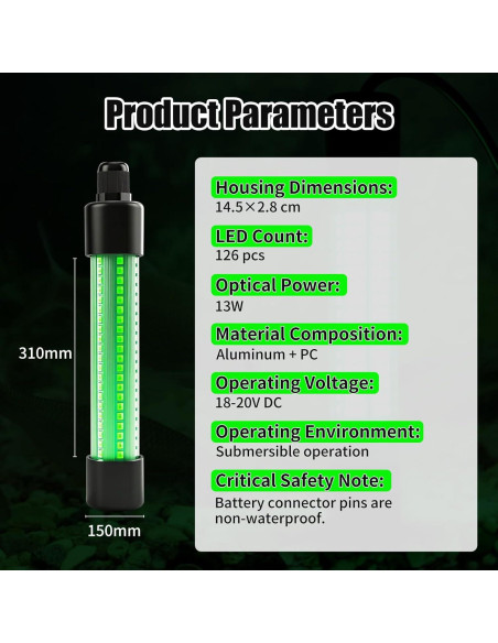 Luz de Pesca Submarina LED LEZZYRUCK 1300 Lúmenes 13W IP68