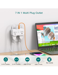 Extensor de Enchufe Múltiple Addtam 4 Salidas 3 USB C Protector 2