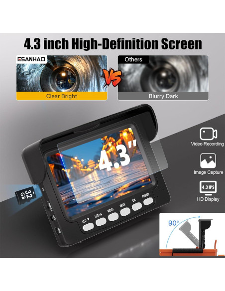 Cámara de Alcantarillado ESANHAO 30M HD 1000TVL 4.3" IPS