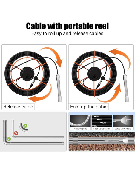 Cámara de Alcantarillado ESANHAO 30M HD 1000TVL 4.3" IPS