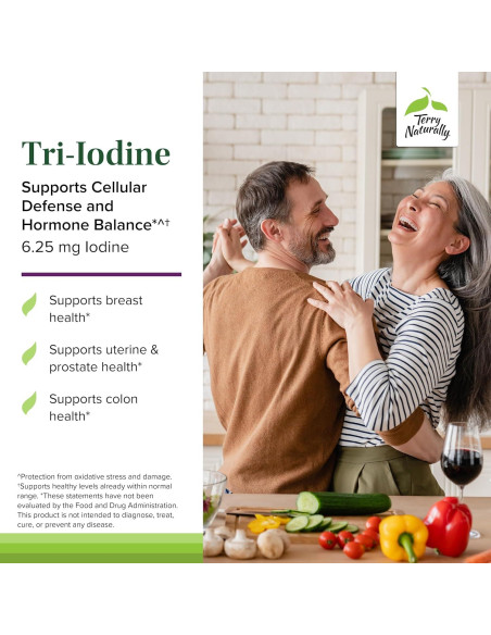 Suplemento de Yodo Terry Naturally Tri-Iodine 90 Cápsulas