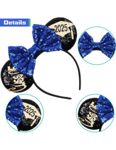 Diadema de Orejas de Ratón MADO 2024 - Azul, Ajustable, Ligera 2