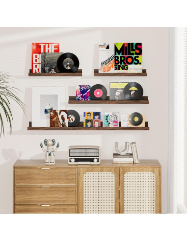 Juego de 6 estantes flotantes Heimlove 61 cm nogal para pared