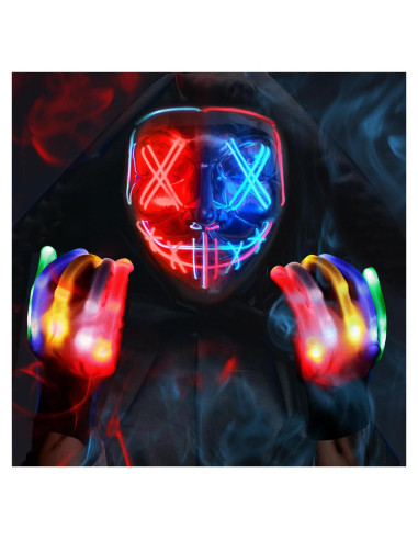 Máscara LED Halloween Max Fun + Guantes Brillantes