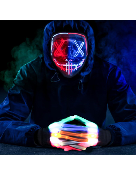 Máscara LED Halloween Max Fun + Guantes Brillantes
