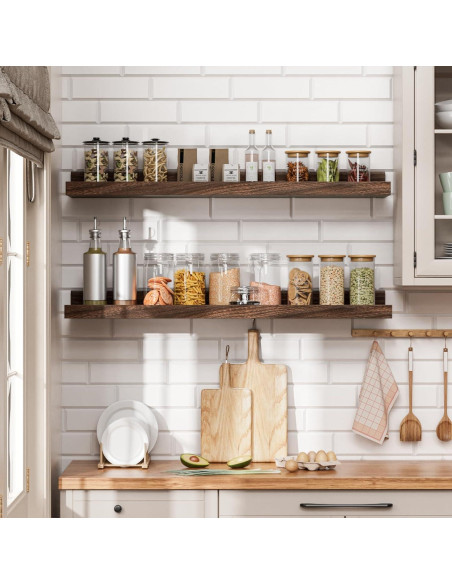 Juego de 6 estantes flotantes Heimlove 61 cm nogal para pared