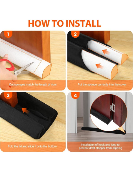 Bloqueador de Corrientes de Aire GDHOMM 76-91 cm Negro