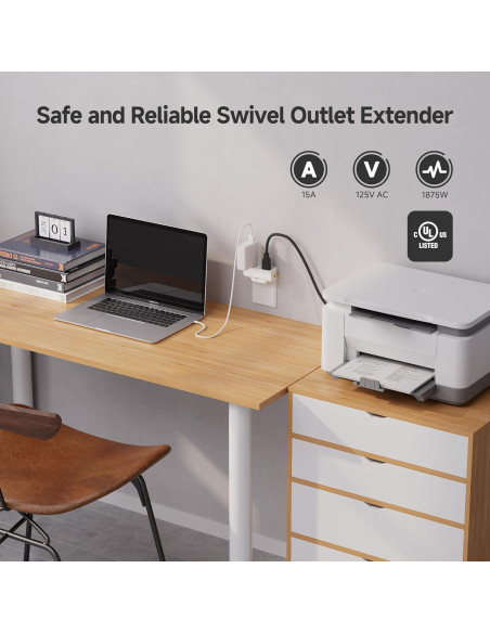 Adaptador de Pared Giratorio 3 Salidas Cable Matters Blanco